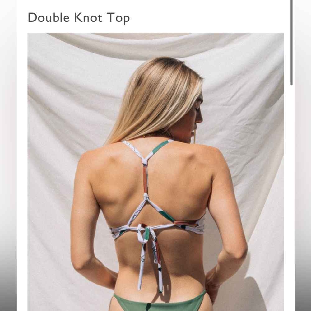 Reversible - Ribbed olive/blue three piece bikini set - Picture 5 of 5